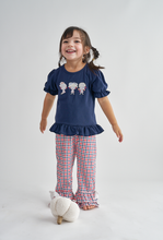 Load image into Gallery viewer, Navy cheerleading embroidery girl set

