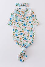 Load image into Gallery viewer, Blue floral print bamboo baby gown
