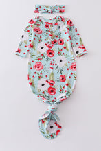 Load image into Gallery viewer, Red floral print bamboo baby gown
