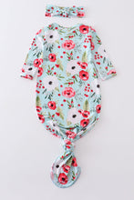 Load image into Gallery viewer, Red floral print bamboo baby gown
