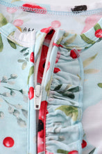 Load image into Gallery viewer, Mint floral print bamboo zipper baby romper
