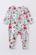 Load image into Gallery viewer, Mint floral print bamboo zipper baby romper
