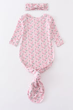 Load image into Gallery viewer, Christmas candy cane print bamboo baby gown
