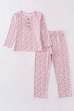 Load image into Gallery viewer, Christmas candy cane print bamboo pajamas set
