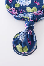 Load image into Gallery viewer, Navy floral print bamboo baby gown

