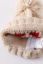Load image into Gallery viewer, Cream heart knit beanie pom pom hat

