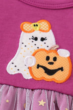 Load image into Gallery viewer, Purple halloween ghost pumpkin applique girl dress
