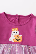 Load image into Gallery viewer, Purple halloween ghost pumpkin applique girl bubble
