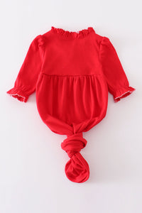 Premium Red santa claus embroidery ruffle gown
