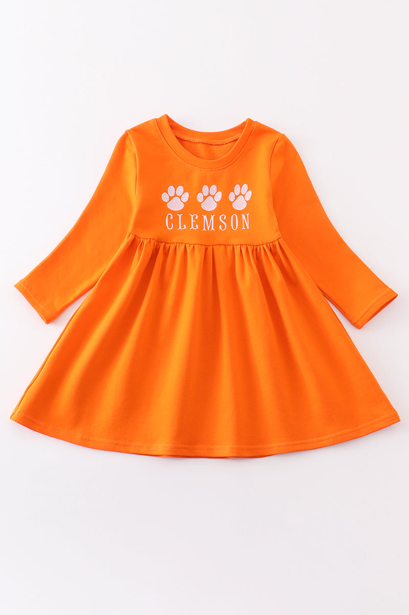 Orange CLEMSON embroidery terry dress
