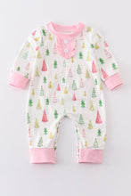 Load image into Gallery viewer, Pink christmas tree print girl romper
