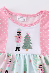 Pink nutcraker embroidery girl bloomer set
