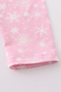Pink snowflake print girl set