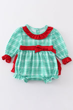 Load image into Gallery viewer, Green plaid ruffle baby girl bubble
