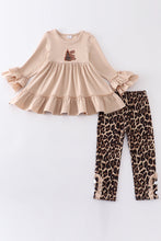 Load image into Gallery viewer, Leopard christmas tree ruffle girl set
