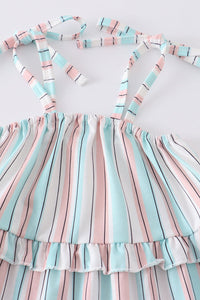 Stripe rainbow tiered dress