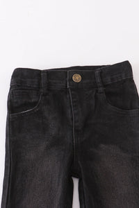 Black tassel denim jeans