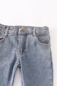 Blue layered denim jeans