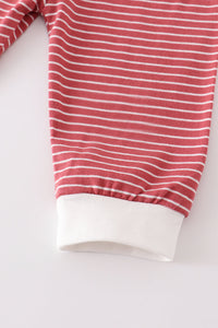 Red stripe ruffle baby 3pc set