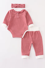 Load image into Gallery viewer, Red stripe ruffle baby 3pc set
