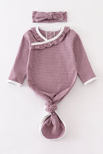 Load image into Gallery viewer, Purple stripe ruffle baby 2pc gown
