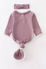 Load image into Gallery viewer, Purple stripe ruffle baby 2pc gown
