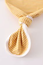 Load image into Gallery viewer, Mustard stripe ruffle baby 2pc gown

