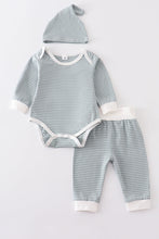 Load image into Gallery viewer, Green stripe baby 3pc set
