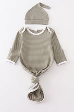 Load image into Gallery viewer, Green stripe 2pc baby gown

