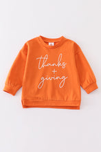 Load image into Gallery viewer, Orange thanksgiving girl sweatshirt
