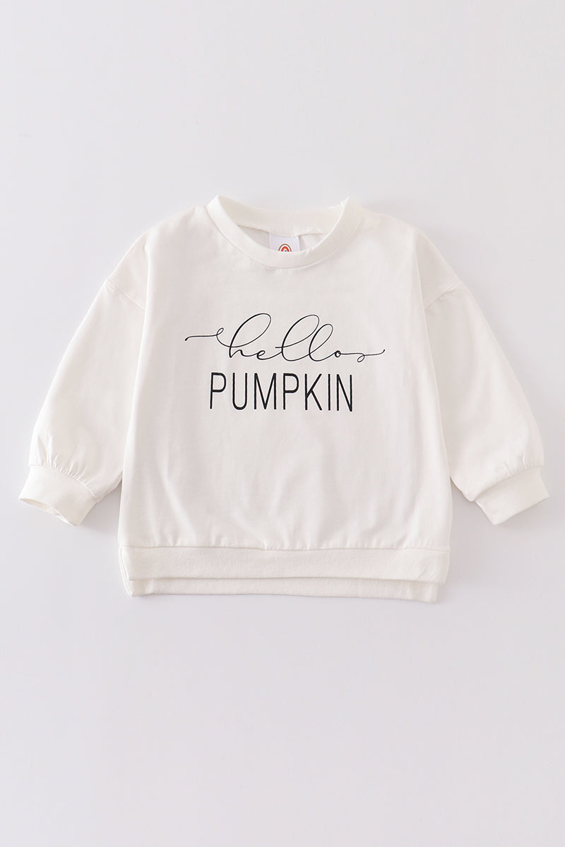 White hello pumpkin sweatshirt