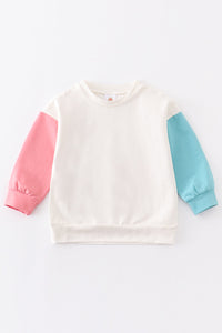Pink & blue color block sweatshirt
