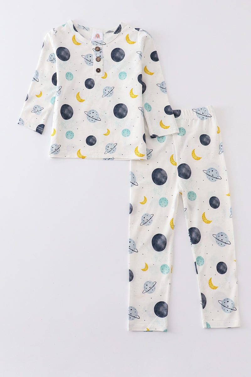 Planet print bamboo pajamas set