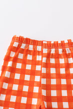 Load image into Gallery viewer, Orange plaid girl bamboo pajamas set

