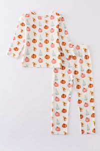 Pumpkin print bamboo pajamas set