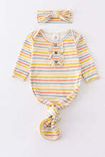 Load image into Gallery viewer, Multicolored stripe bamboo baby gown set

