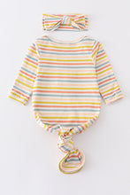 Load image into Gallery viewer, Multicolored stripe bamboo baby gown set
