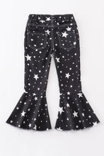 Load image into Gallery viewer, Black star print ruffle girl bell jeans

