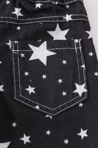 Black star print ruffle girl bell jeans