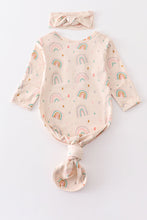Load image into Gallery viewer, Rainbow print hairband bamboo baby gown
