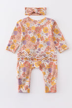 Load image into Gallery viewer, Floral print 2pc ruffle bamboo romper
