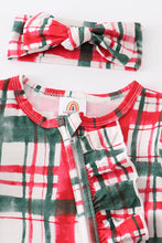 Load image into Gallery viewer, Red plaid 2pc ruffle bamboo romper
