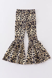Leopard print ruffle bell pants