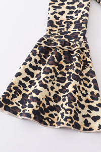 Leopard print ruffle bell pants