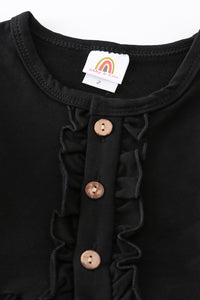 Black ruffle button down dress