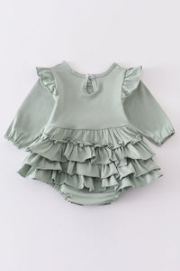 Sage ruffle girl bubble