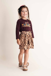 Brown thanksgiving leopard short skirt set