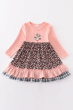 Load image into Gallery viewer, Pink leopard turkey applique girl dress
