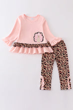Load image into Gallery viewer, Pink leopard turkey applique girl set
