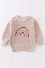 Load image into Gallery viewer, Grey rainbow hand-embroidered oversize sweater
